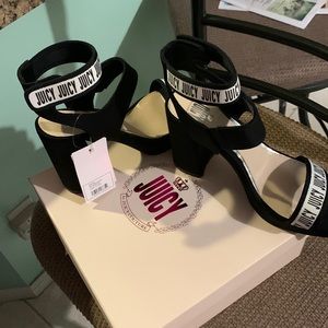 Juicy size 9 Medium high heels. Black heels. Velcro straps. New with tags.